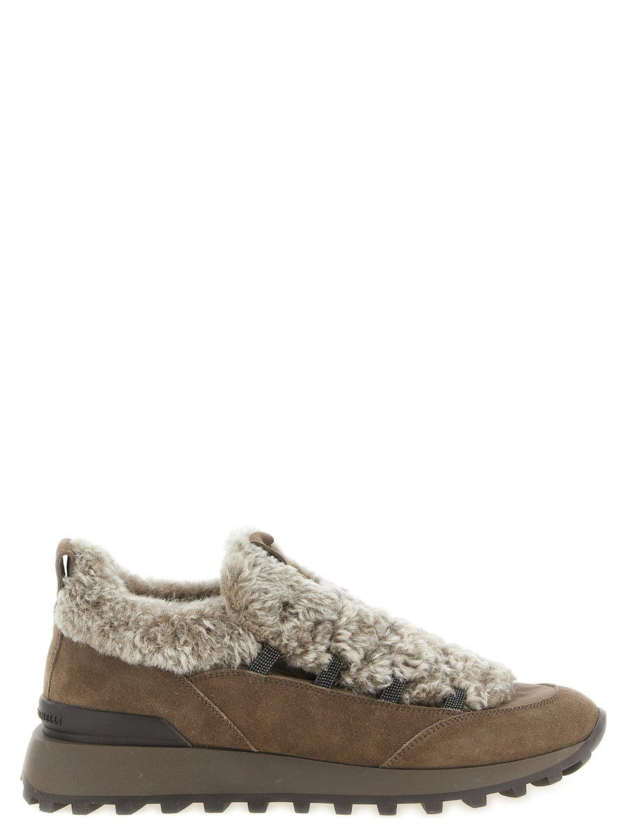 Brunello Cucinelli Brown Calf Leather Chunky Sneakers