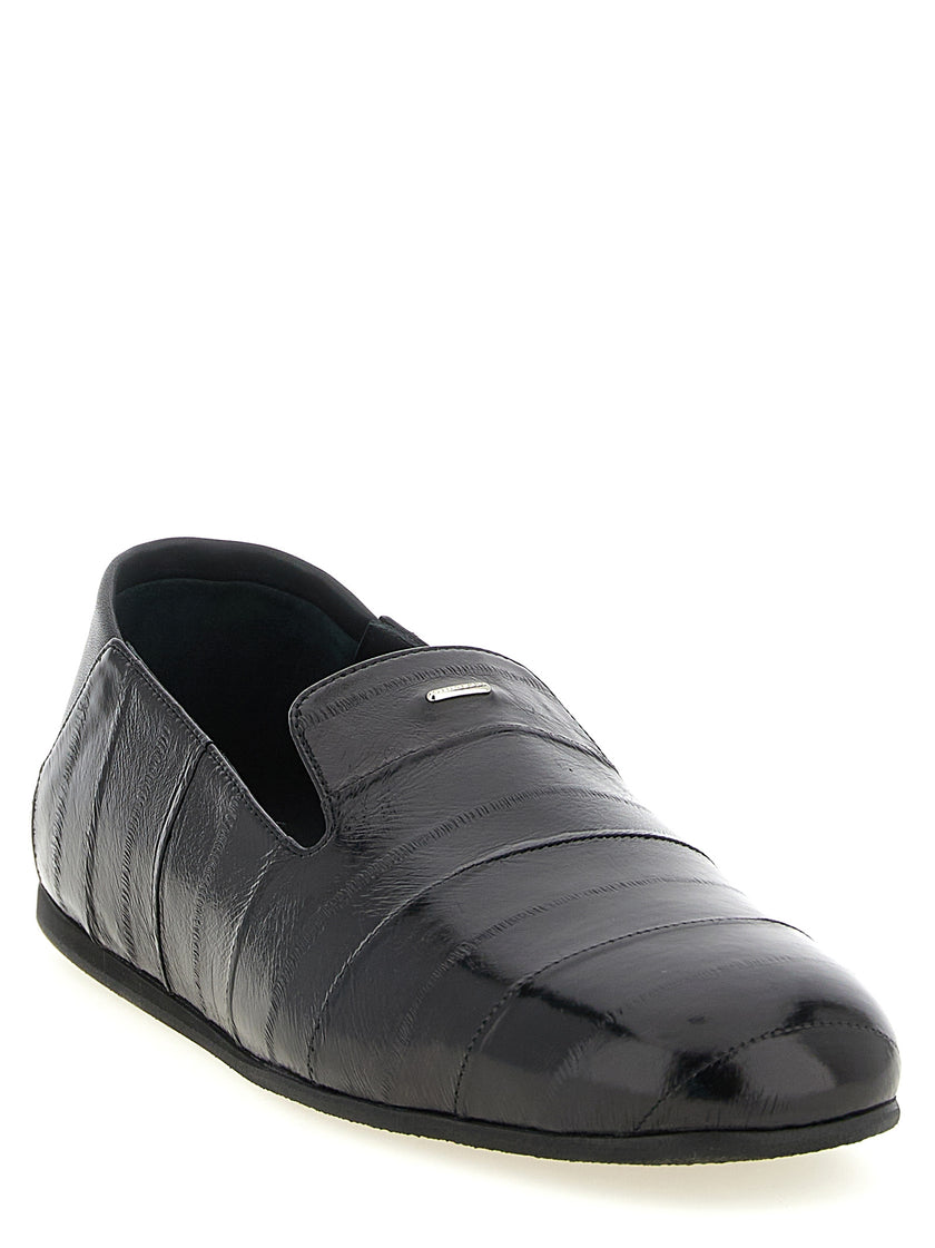 Giuseppe Zanotti Schwarze Leder Loafer zum Hineinschlüpfen