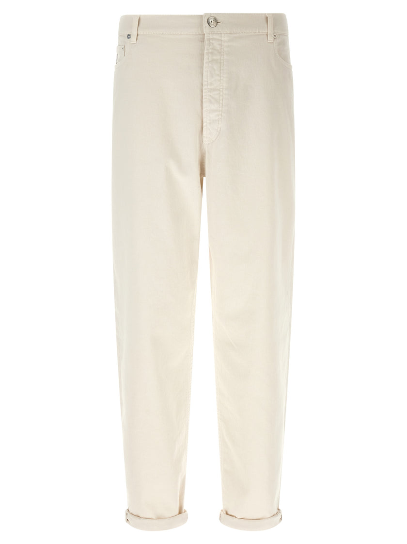 Brunello Cucinelli Weiße Baumwolljeans im Relaxed Fit