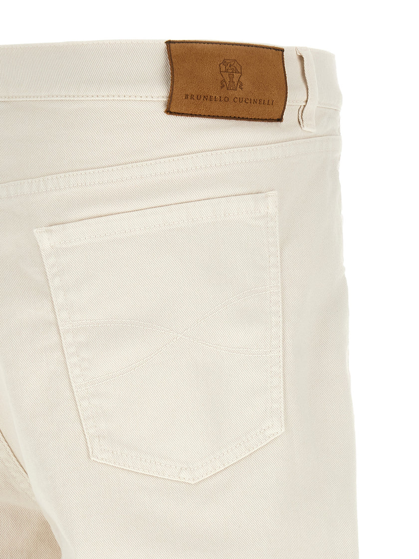 Brunello Cucinelli Weiße Baumwolljeans im Relaxed Fit