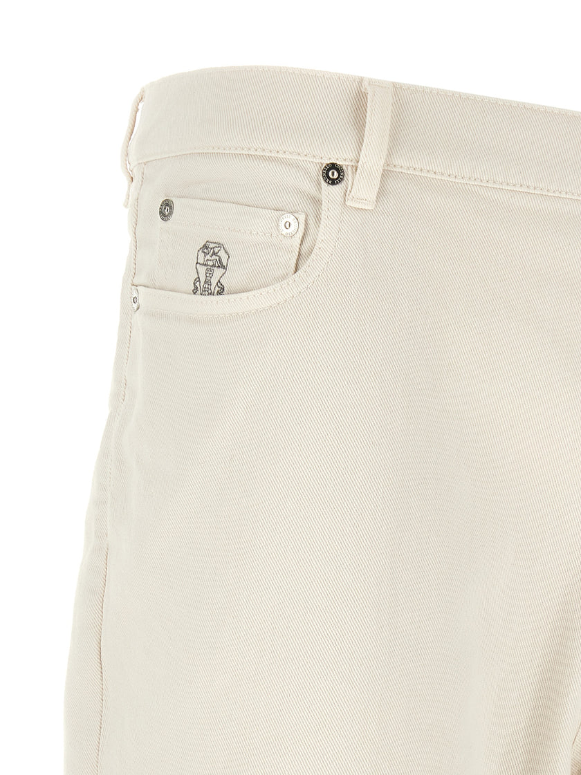 Brunello Cucinelli Weiße Baumwolljeans im Relaxed Fit