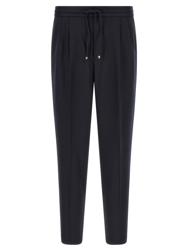 Brunello Cucinelli Dark Blue Pure Virgin Wool Trousers