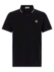 Stone Island Schwarzes Baumwoll-Poloshirt