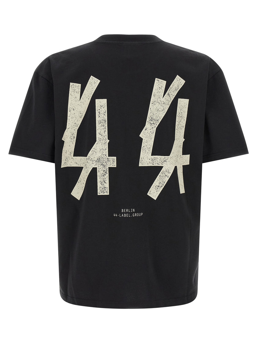 44 Label Group Schwarzes Baumwoll-T-Shirt