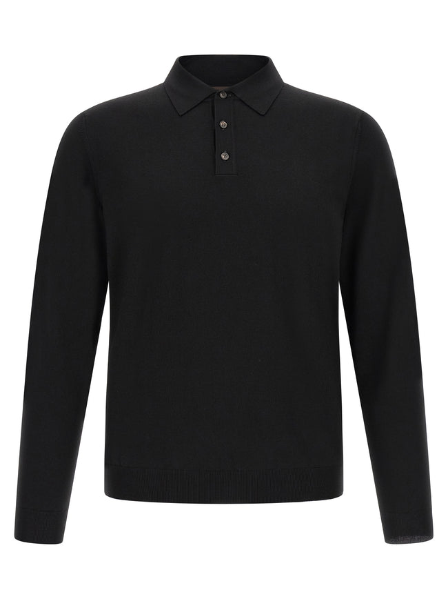 ZANONE Black Polo Shirt in Pure Virgin Wool