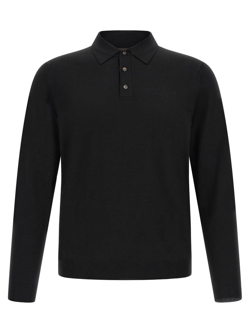 ZANONE Black Polo Shirt in Pure Virgin Wool