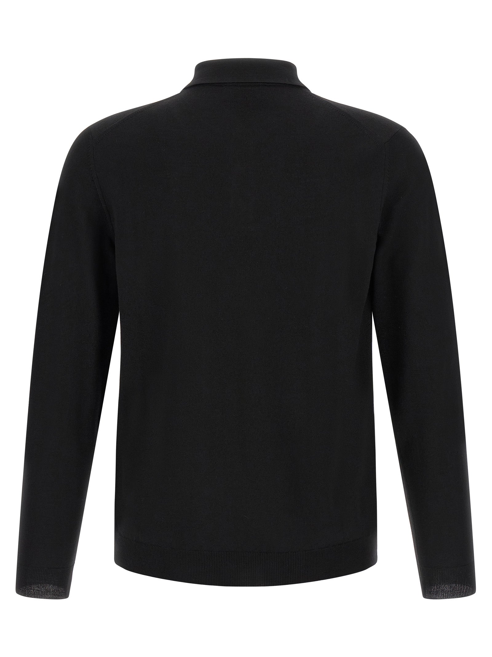 ZANONE Black Polo Shirt in Pure Virgin Wool