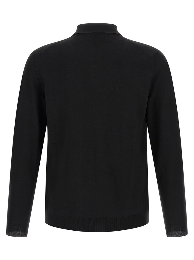 ZANONE Black Polo Shirt in Pure Virgin Wool