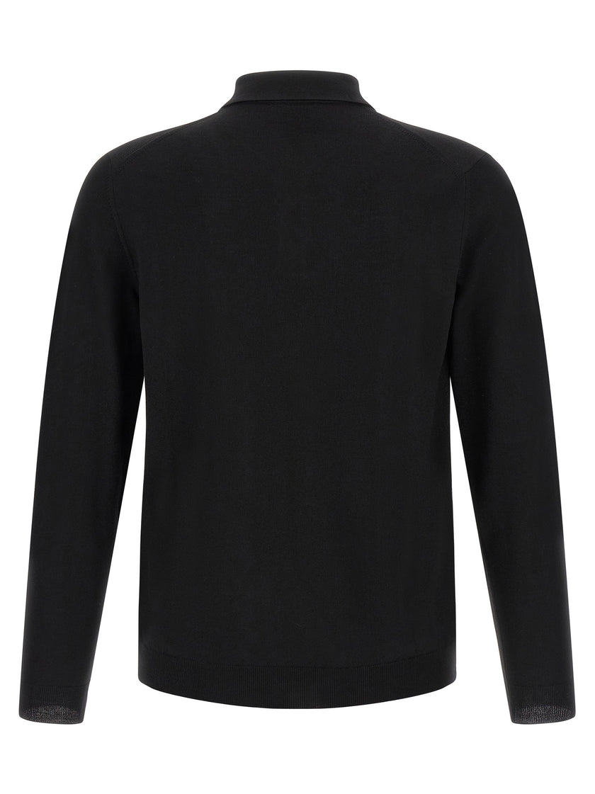 ZANONE Black Polo Shirt in Pure Virgin Wool
