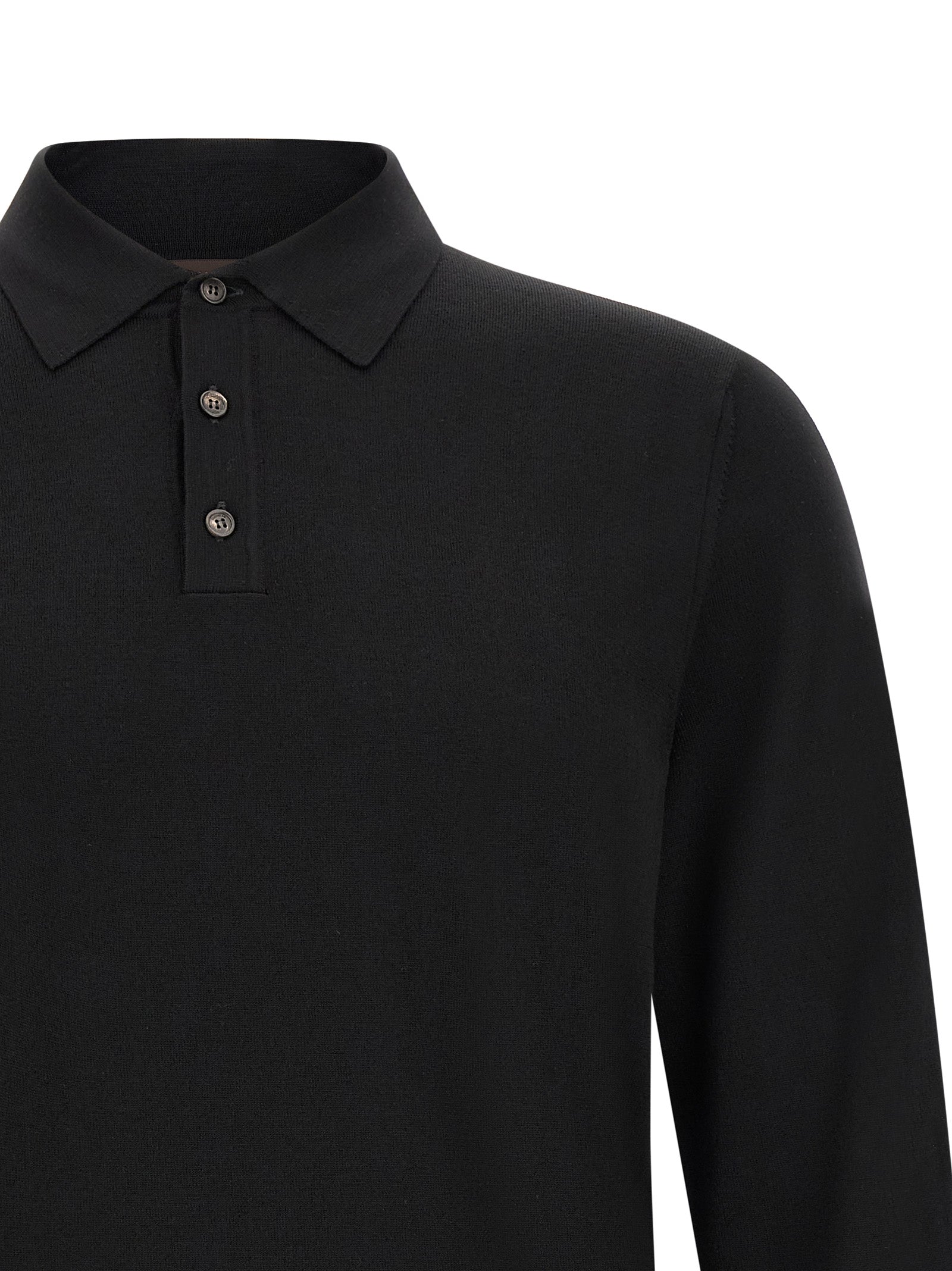 ZANONE Black Polo Shirt in Pure Virgin Wool