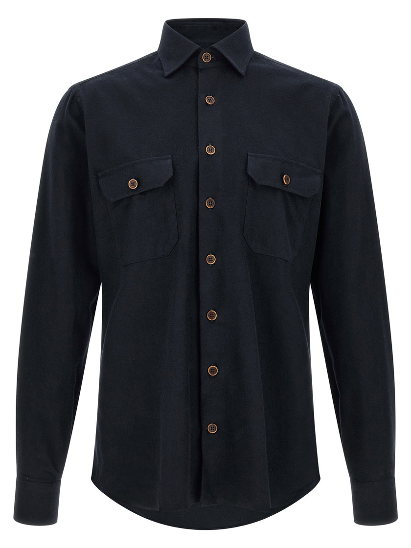 BORRIELLO Blaue Baumwollbluse