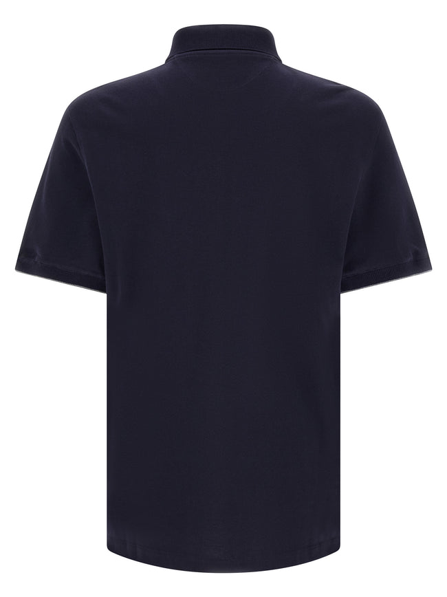 Brunello Cucinelli Blaues Baumwoll-Polohemd