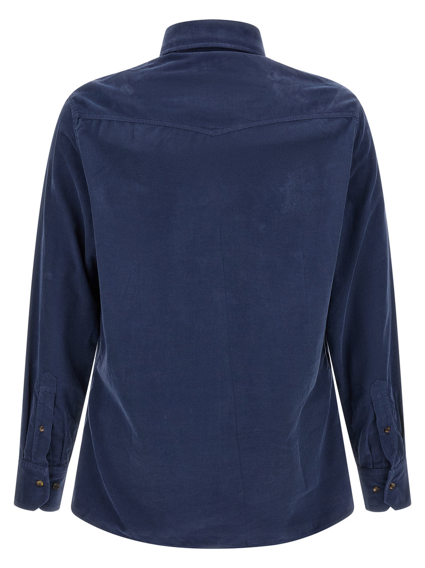 Brunello Cucinelli Blaue Baumwollbluse
