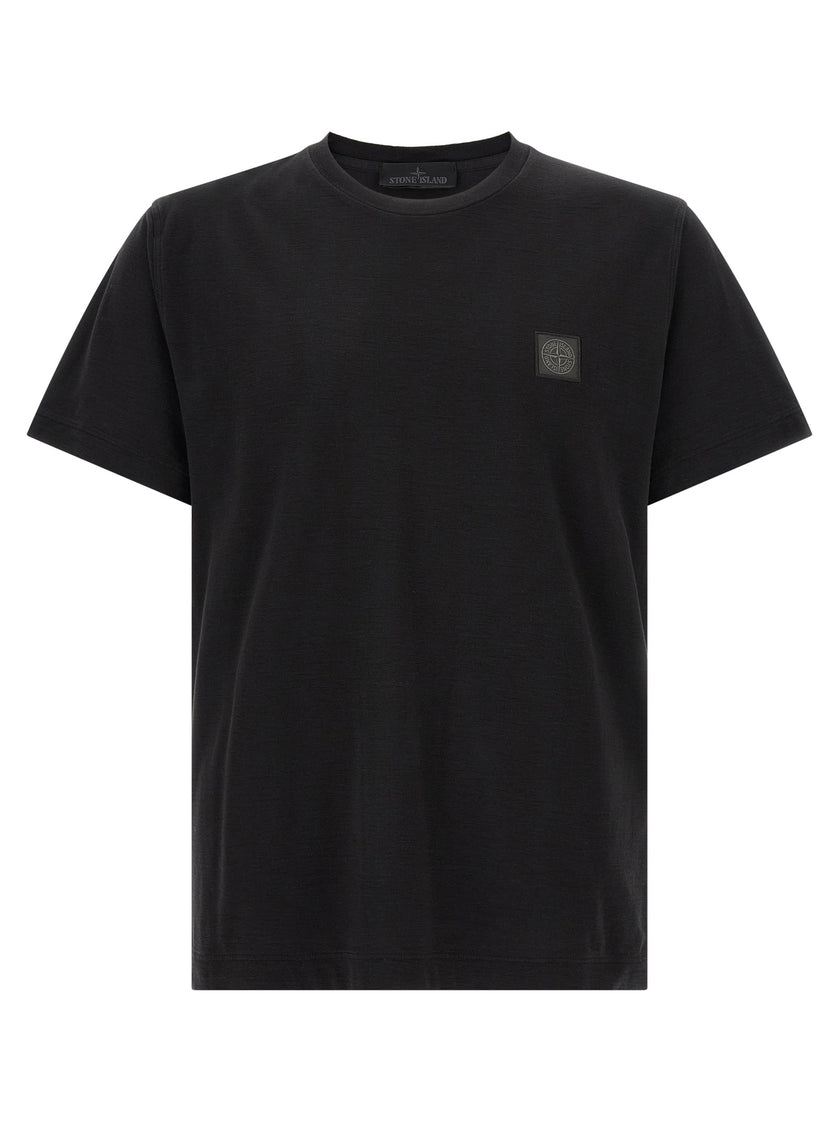 Stone Island Schwarzes Baumwoll-T-Shirt