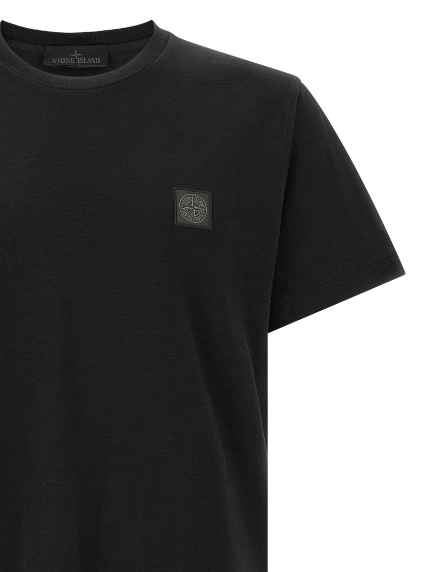 Stone Island Schwarzes Baumwoll-T-Shirt