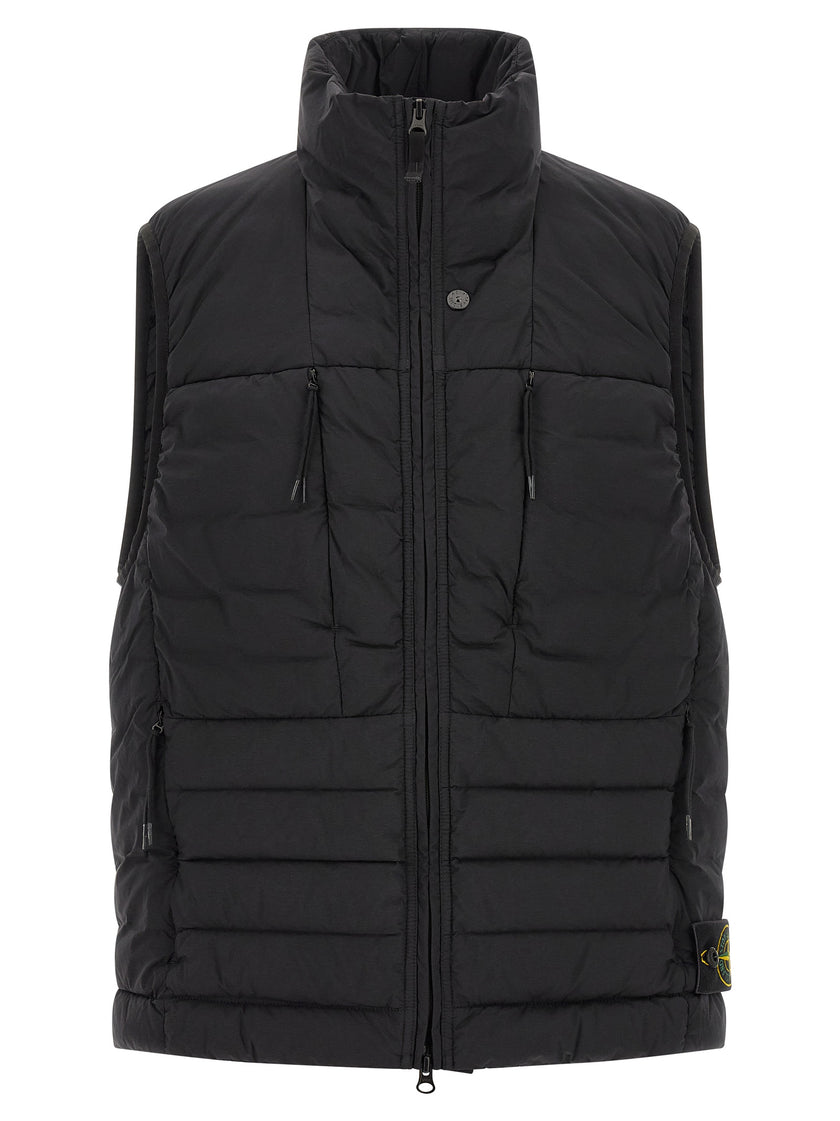 Stone Island Schwarze ärmellose Jacke aus Polyamid