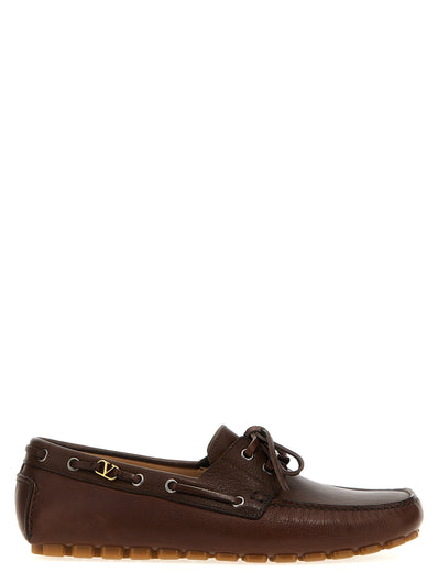 Valentino Garavani Braune Loafer aus Büffelleder zum Hineinschlüpfen