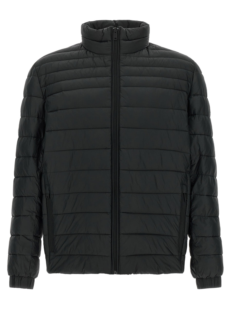 Hugo Boss Schwarze Jacke aus recyceltem Polyamid in voller Länge