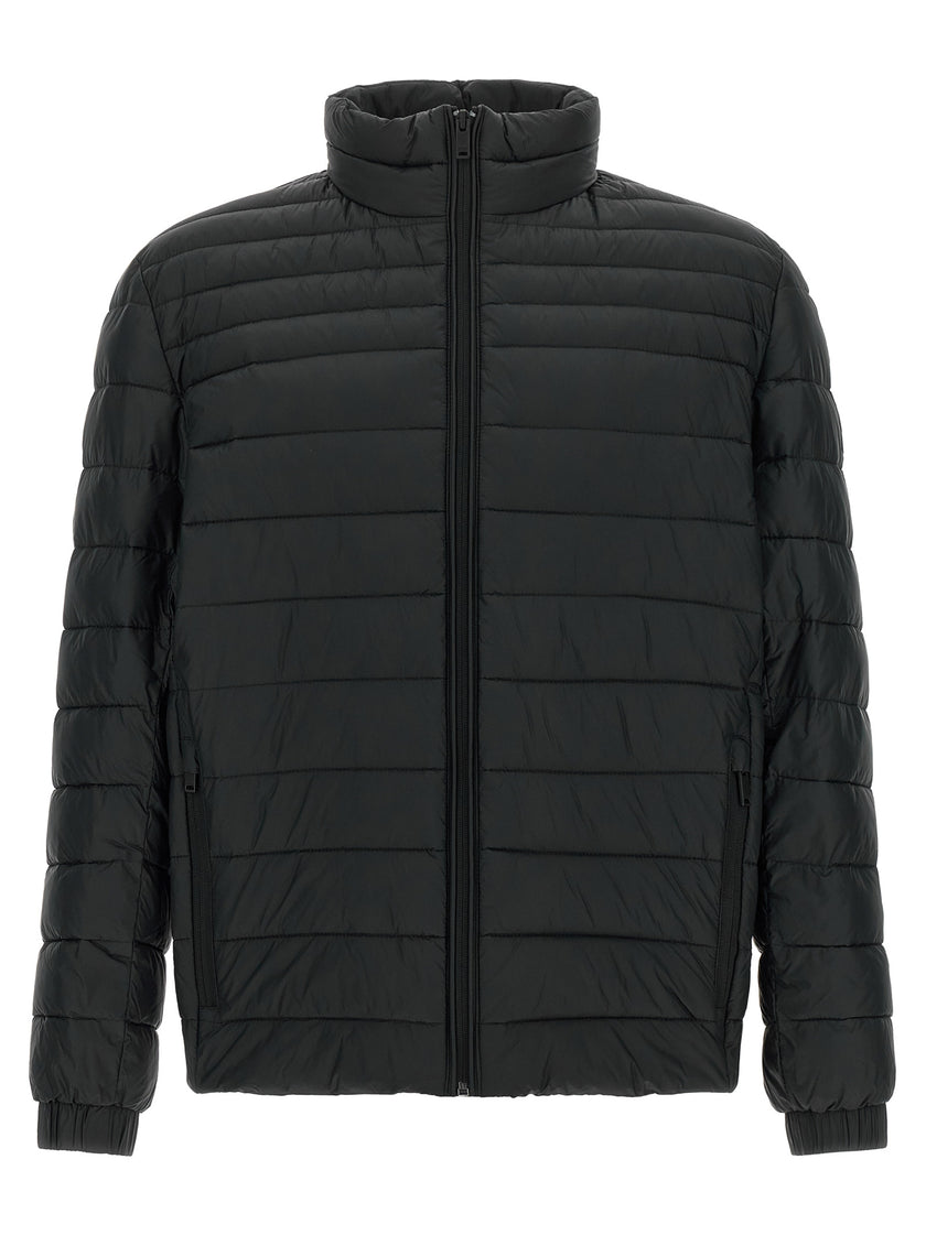 Hugo Boss Schwarze Jacke aus recyceltem Polyamid in voller Länge