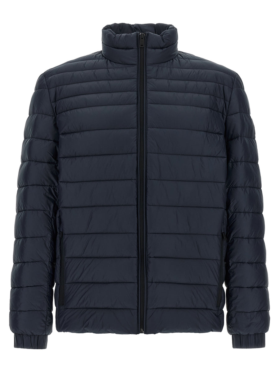 Hugo Boss Blaue Polyamid-Jacke in voller Länge