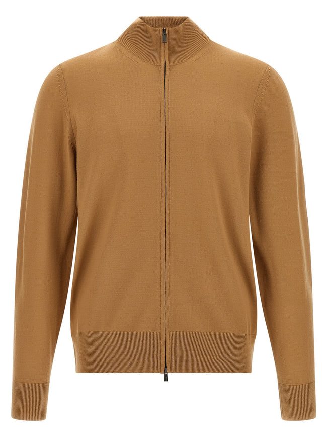 Hugo Boss Brauner Cardigan aus reiner Schurwolle
