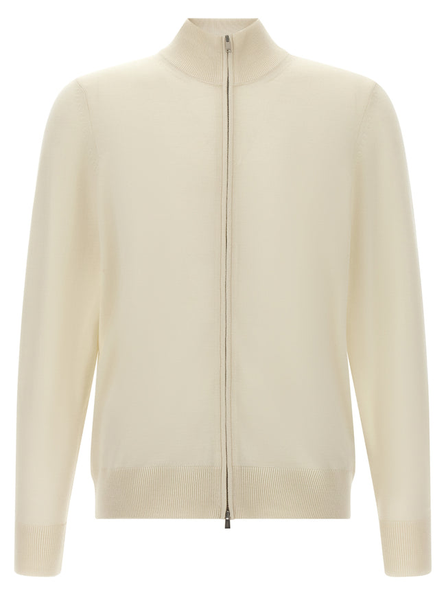 Hugo Boss White Cardigan in Pure Virgin Wool