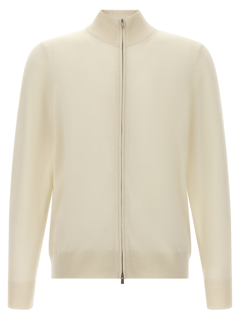 Hugo Boss Weiße Strickjacke aus reiner Schurwolle