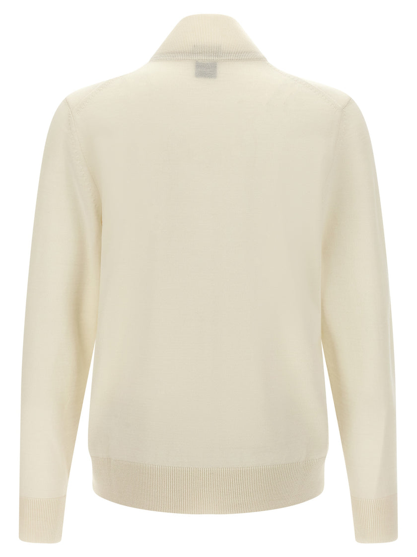 Hugo Boss Weiße Strickjacke aus reiner Schurwolle