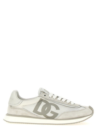Dolce & Gabbana Graue Kalbsleder Low-Top-Sneaker