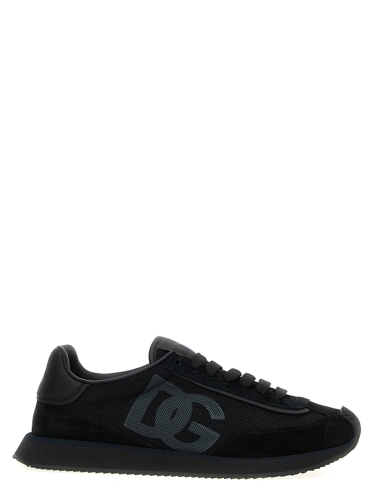 Dolce & Gabbana schwarze Kalbsleder-Sneaker mit Mesh- und Wildlederdetails und markantem Logo