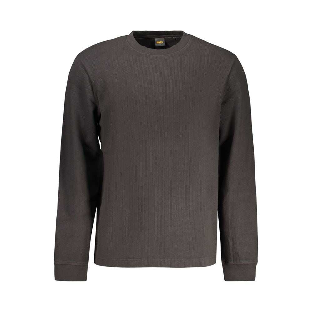Hugo Boss schwarzes Baumwollhemd für Herren mit Logo und Rundhalsausschnitt