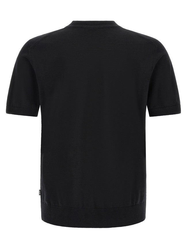 Hugo Boss Schwarzes T-Shirt aus reiner Schurwolle
