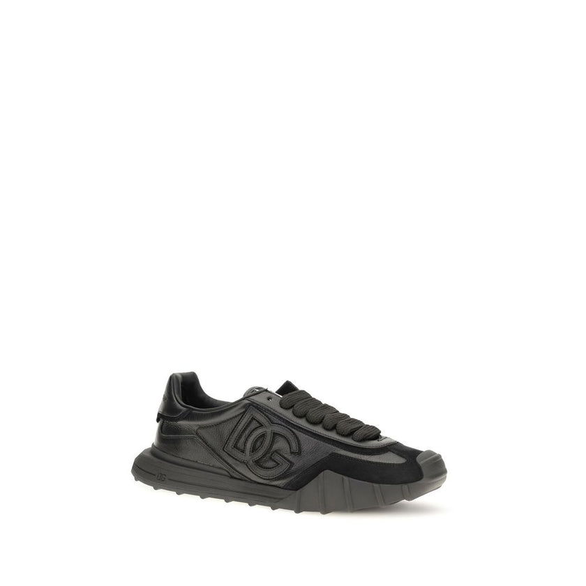 Dolce & Gabbana Schwarze Bos Taurus Kalbsleder Sneaker