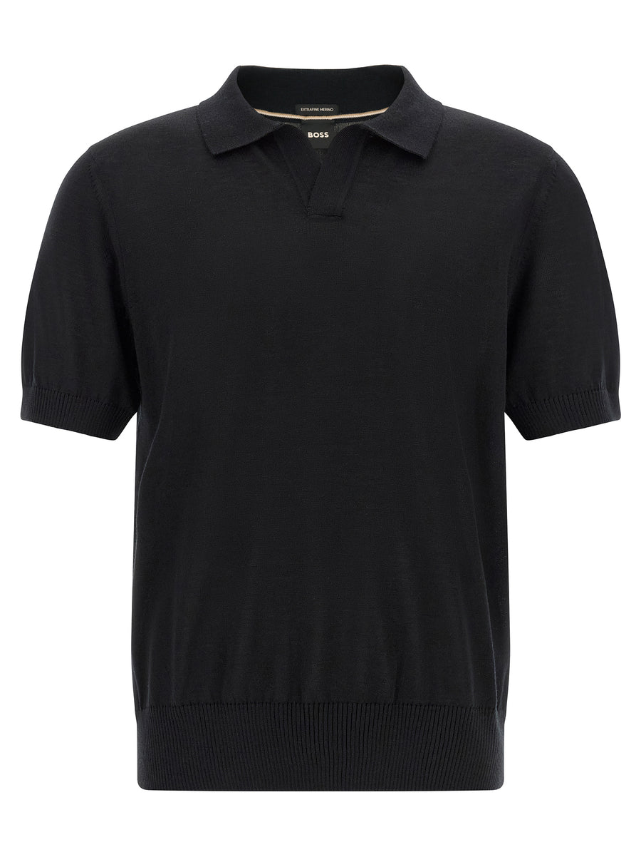 Hugo Boss Black Polo Shirt in Pure Virgin Wool