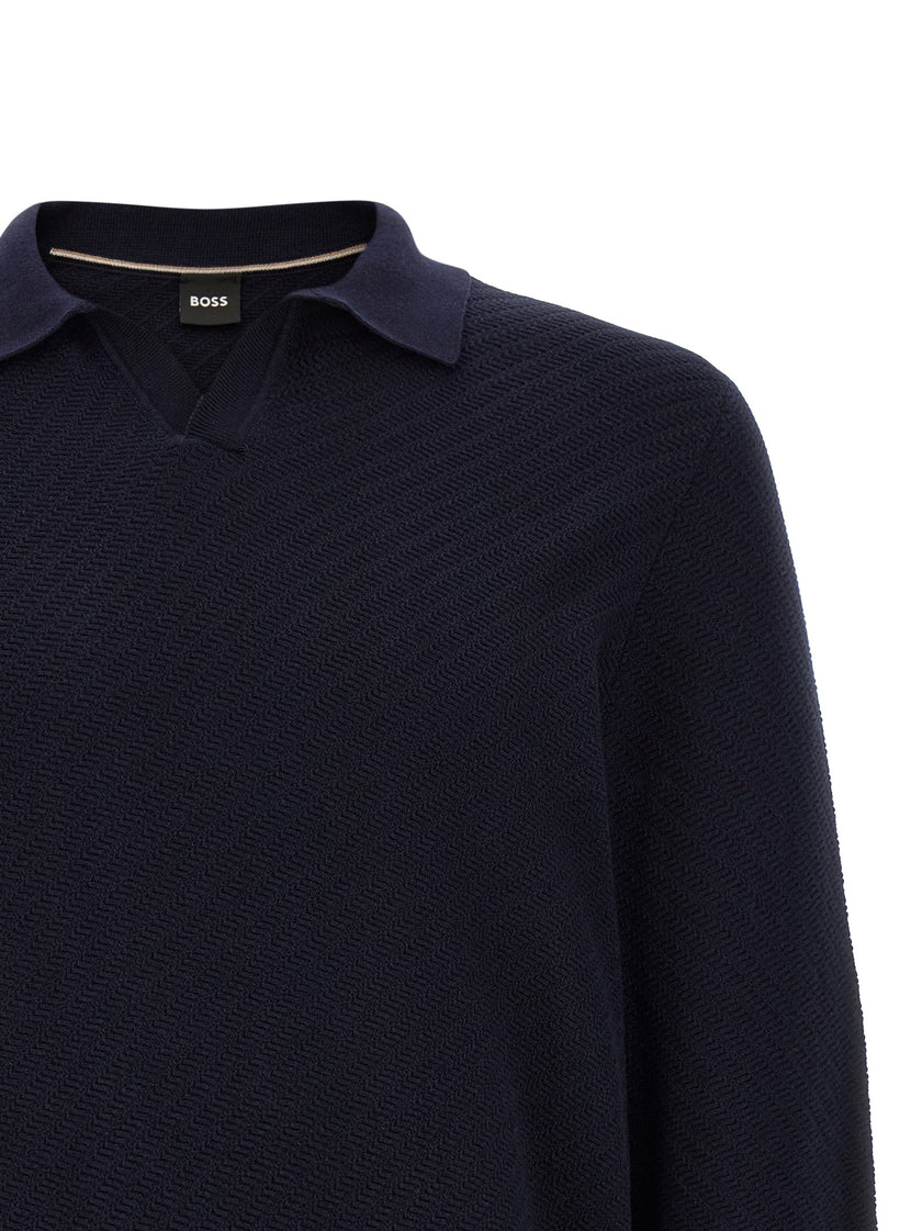 Hugo Boss Blaues Baumwoll-Polohemd