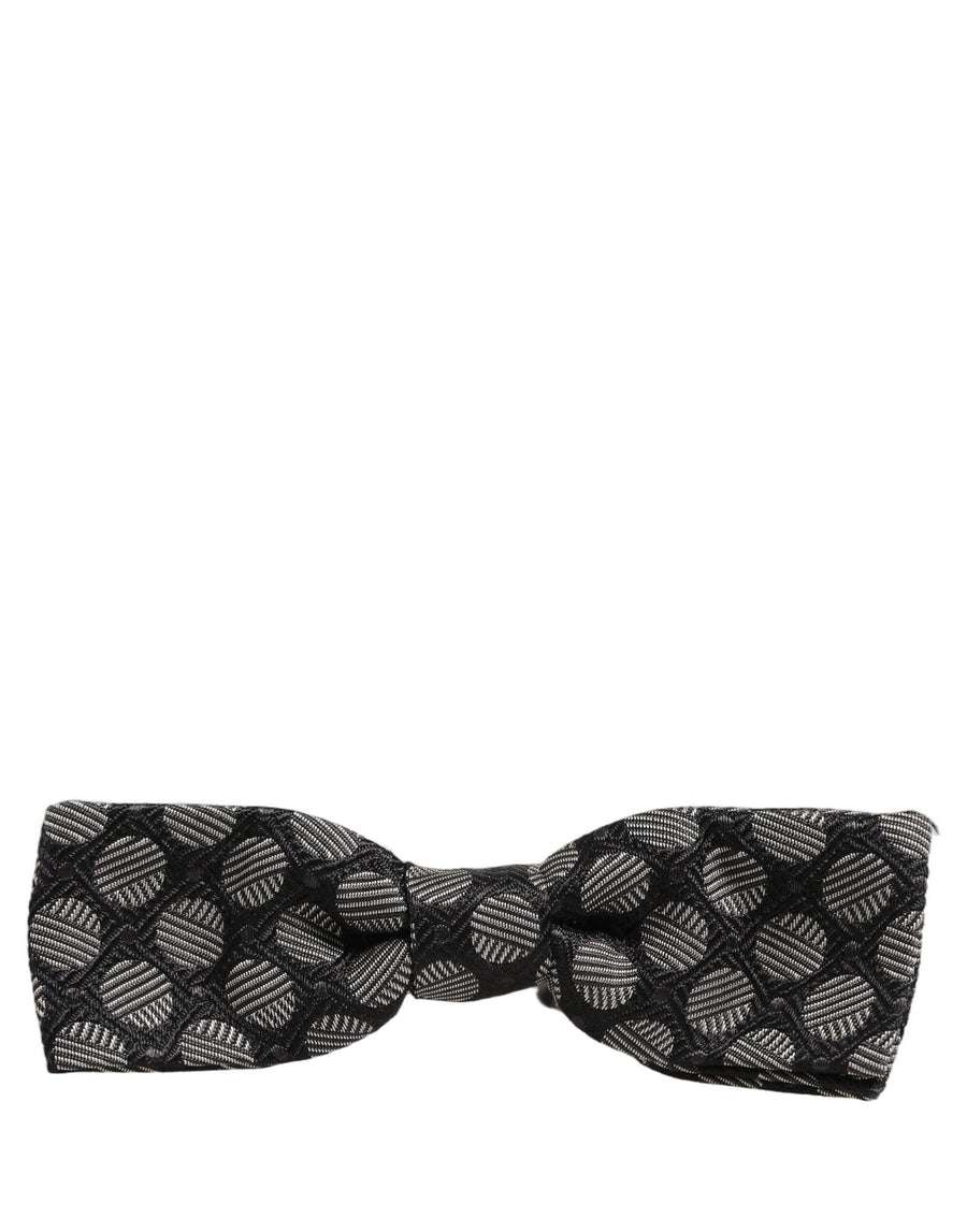 Dolce & Gabbana Schwarze und weiße geometrische Seiden-Papillon-Fliege, verstellbar