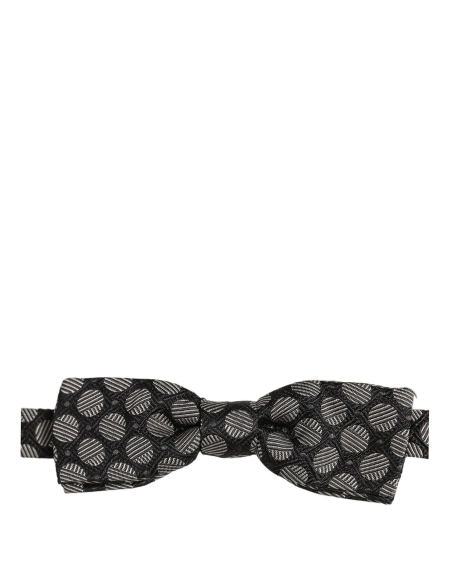 Dolce & Gabbana Schwarze und weiße geometrische Seiden-Papillon-Fliege, verstellbar