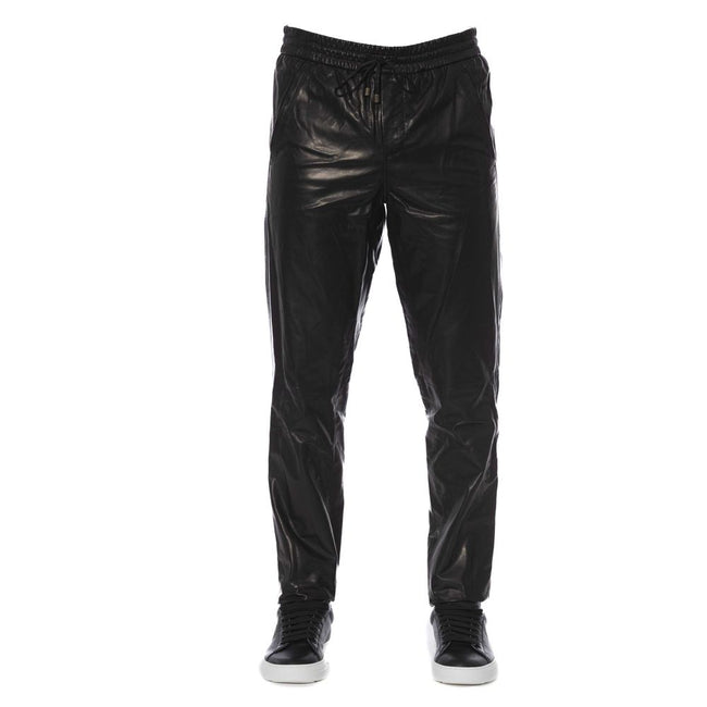 Trussardi Black Lambskin Men's Trousers
