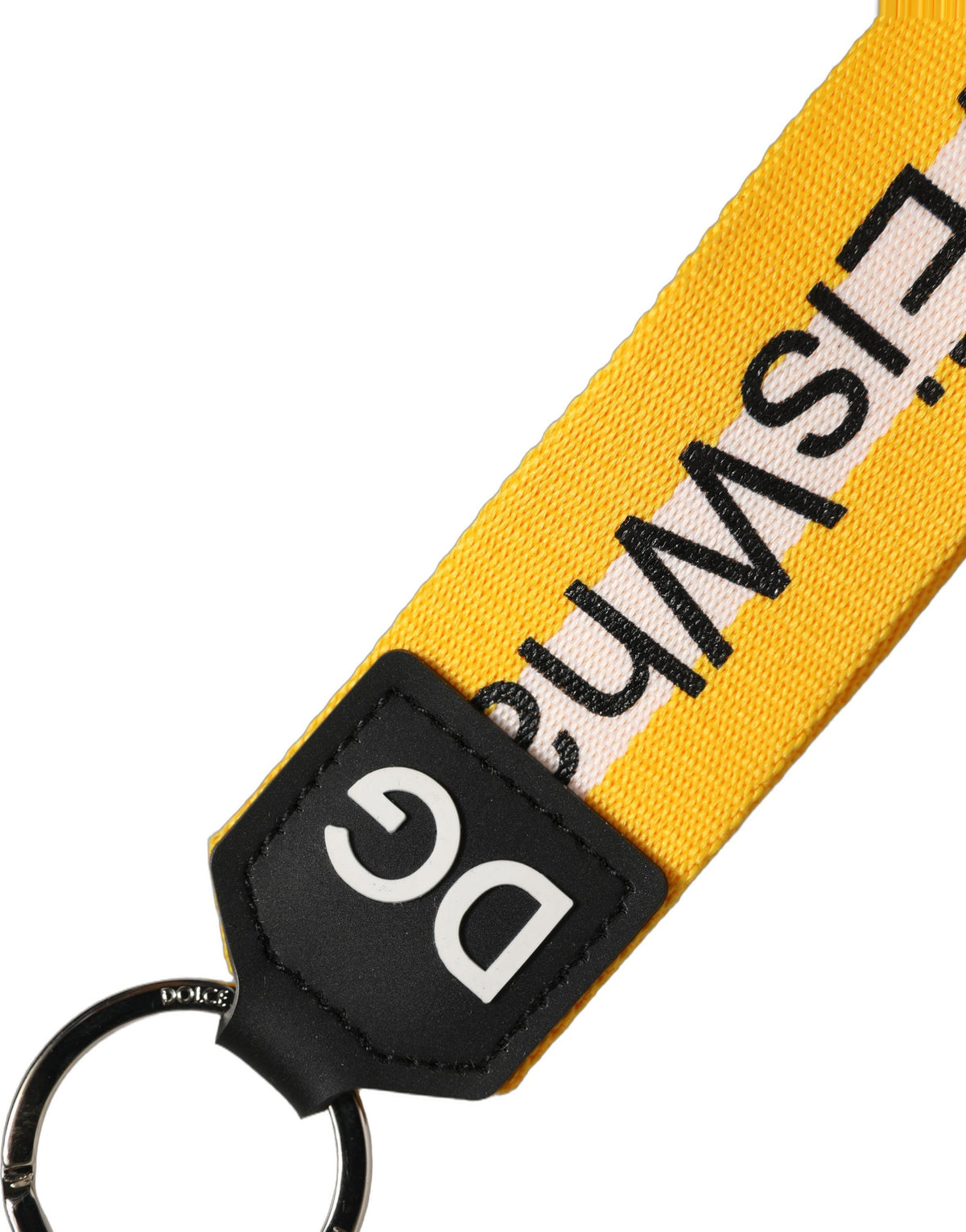 Dolce & Gabbana Polyester keychain with multi-color logo and brass hardware