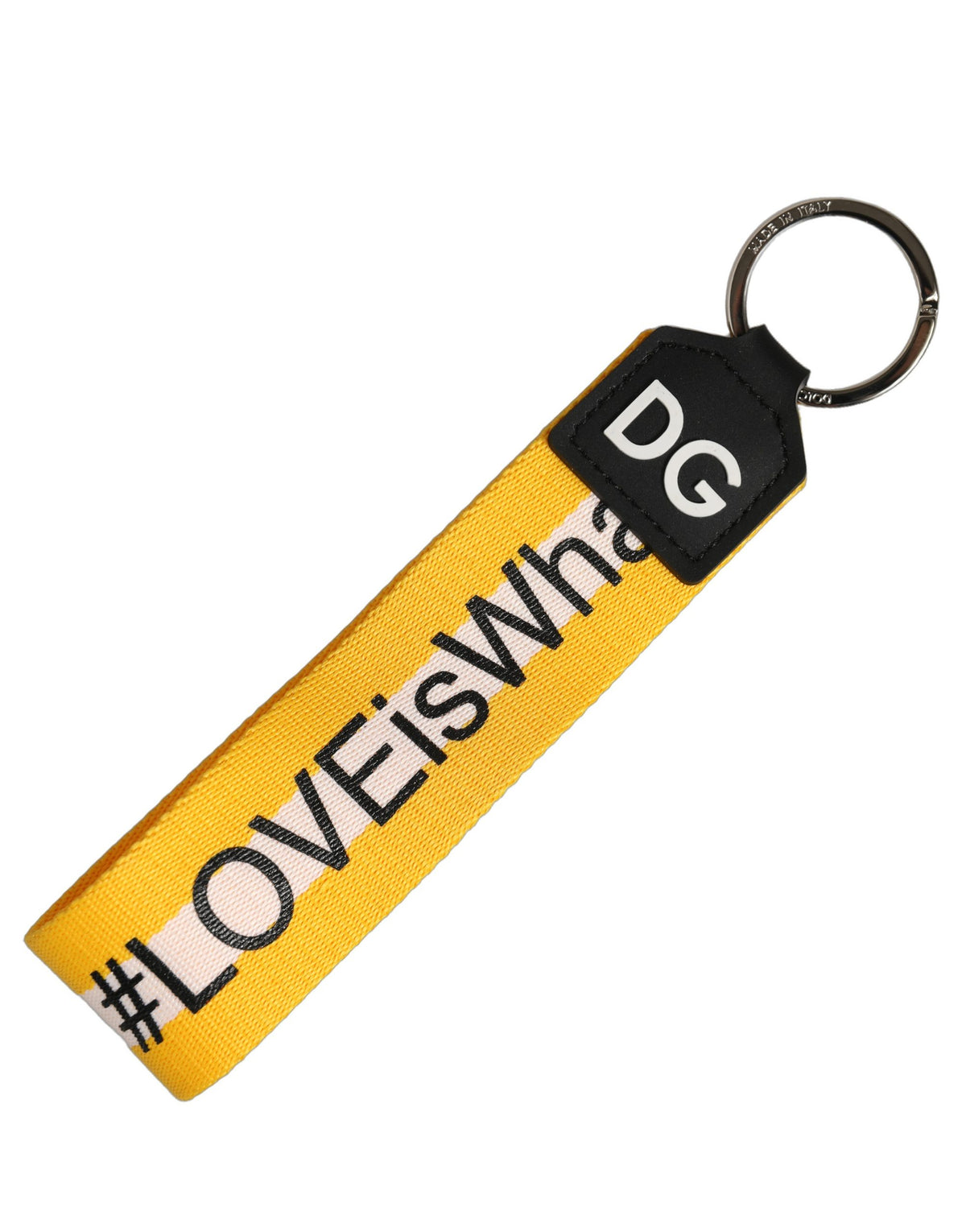 Dolce & Gabbana Polyester keychain with multi-color logo and brass hardware