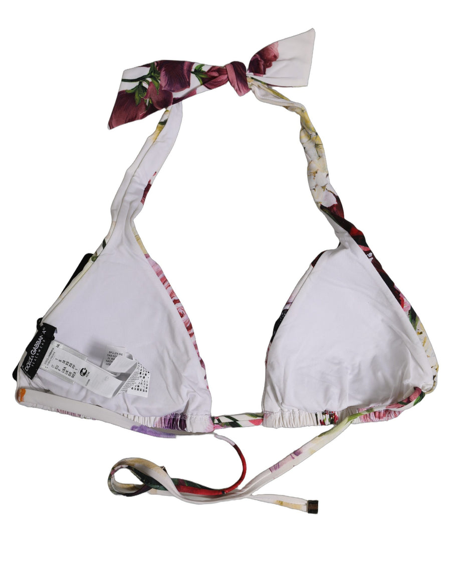 Dolce & Gabbana Weißer Bikini-Oberteil mit Blumenprint