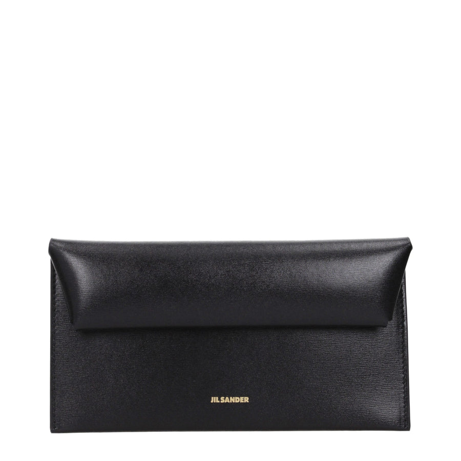 Jil Sander Schwarzes Leder Portemonnaie