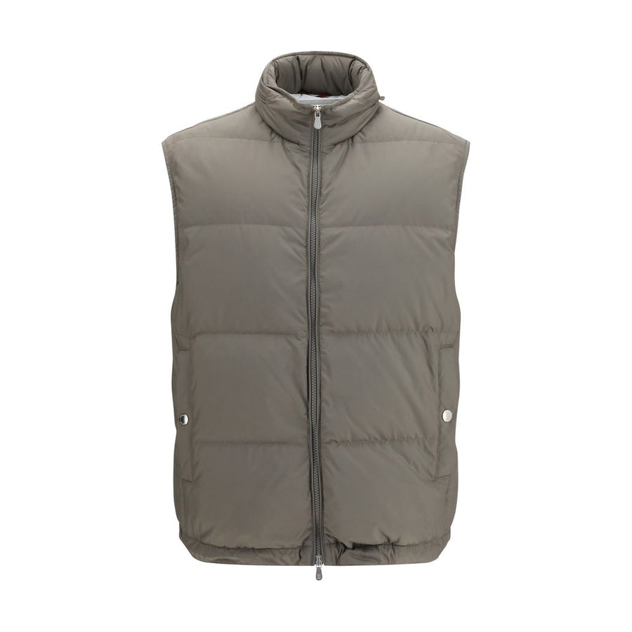 Brunello Cucinelli Graue ärmellose Polyester-Weste