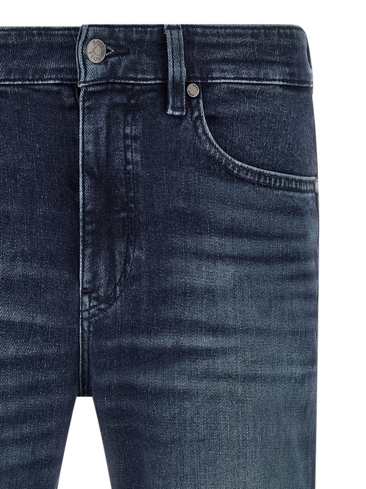 Hugo Boss Blue Cotton Tapered Fit Jeans