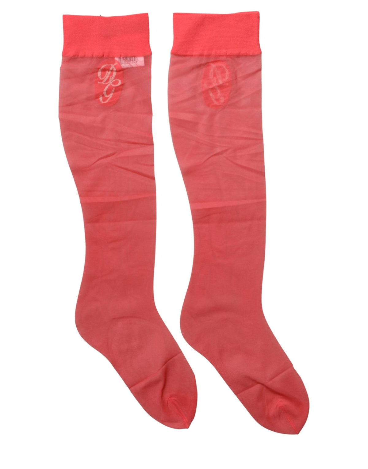 Dolce & Gabbana Red Nylon Fishnet Stockings, Transparent, Calf Length
