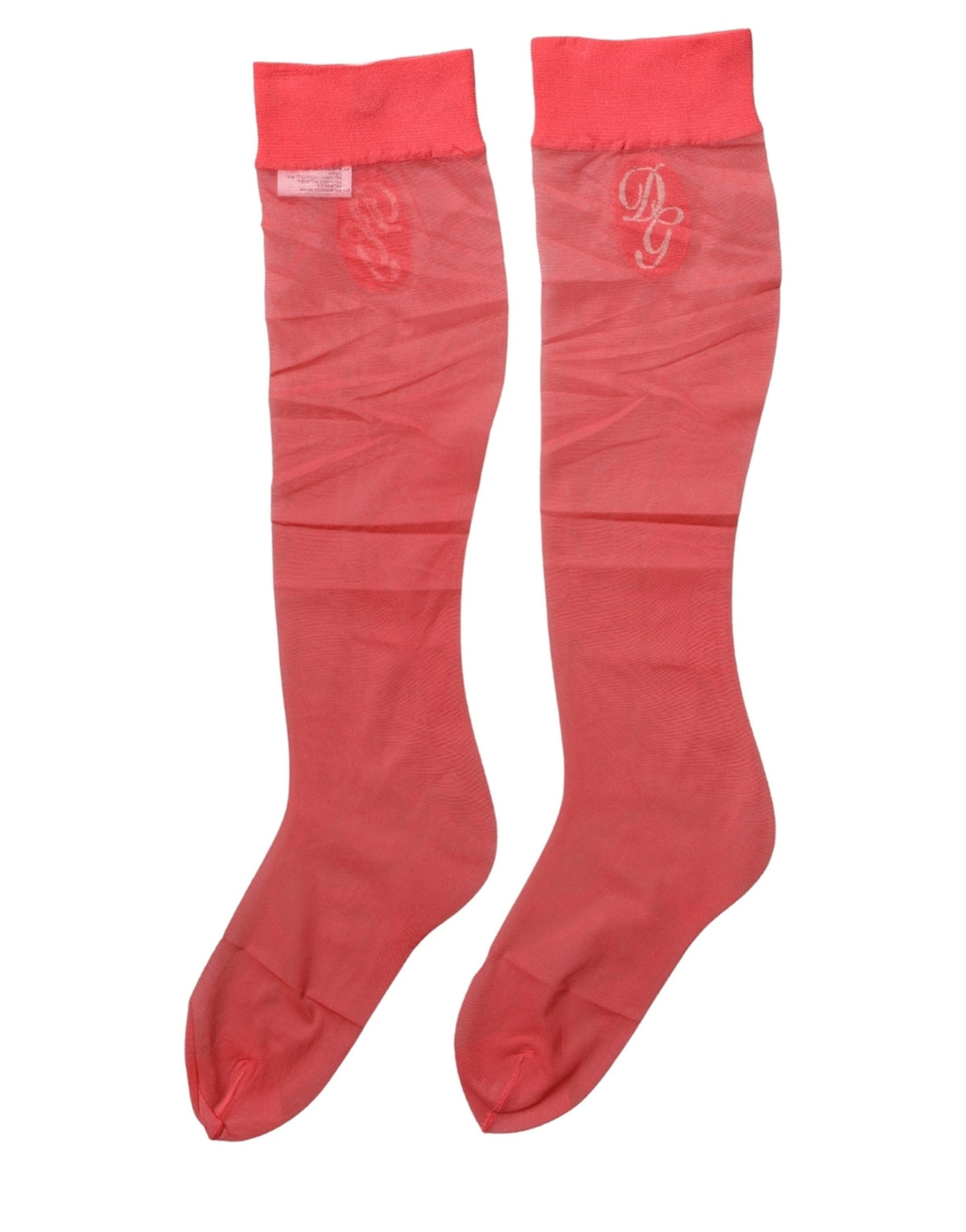 Dolce & Gabbana Red Nylon Fishnet Stockings, Transparent, Calf Length