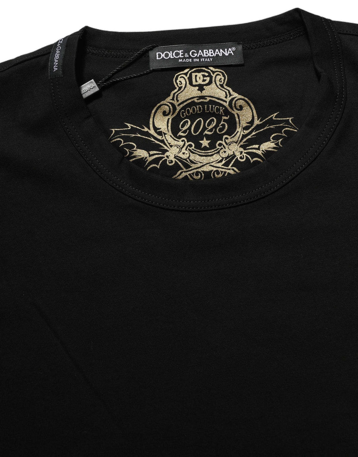 Dolce & Gabbana Black Cotton Crew-Neck Short-Sleeve T-Shirt