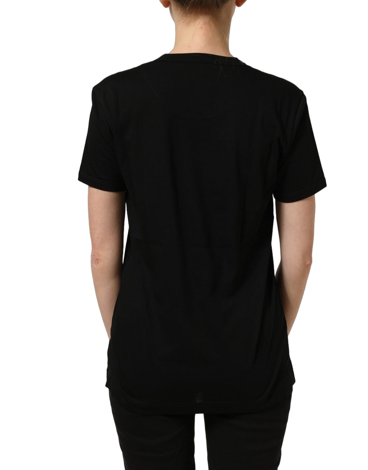 Dolce & Gabbana Black Cotton Crew-Neck Short-Sleeve T-Shirt
