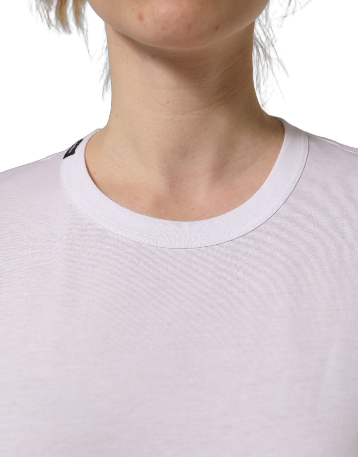 Dolce & Gabbana Weißes Baumwoll-T-Shirt mit Rundhalsausschnitt und kurzen Ärmeln