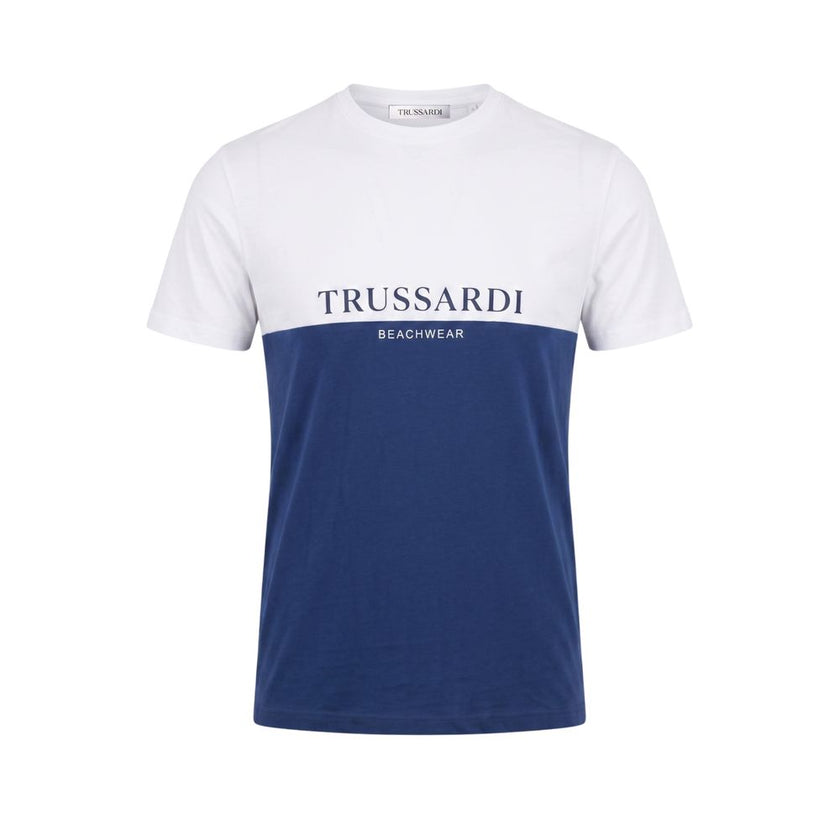 Trussardi Beachwear Blaues Baumwoll-T-Shirt für Herren